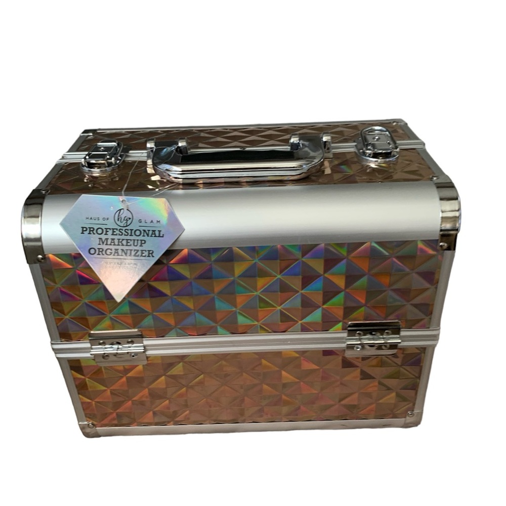 Professional makeup box organizer with multiple trays and compartments